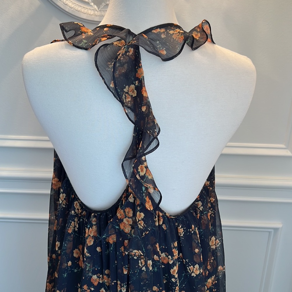 Zara Floral Ruffled Racer Back Maxi Dress - Picture 4 of 9